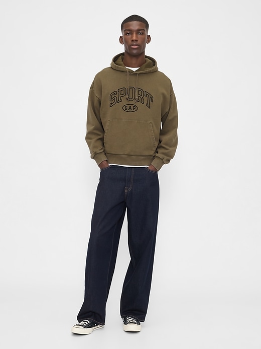 2 of 8 showing, with the color ripe olive of product Heavyweight Oversized Crop Logo Hoodie