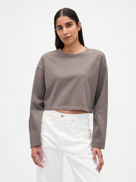 Image number 1 showing, Organic Cotton VintageSoft Heavyweight Crop T-Shirt