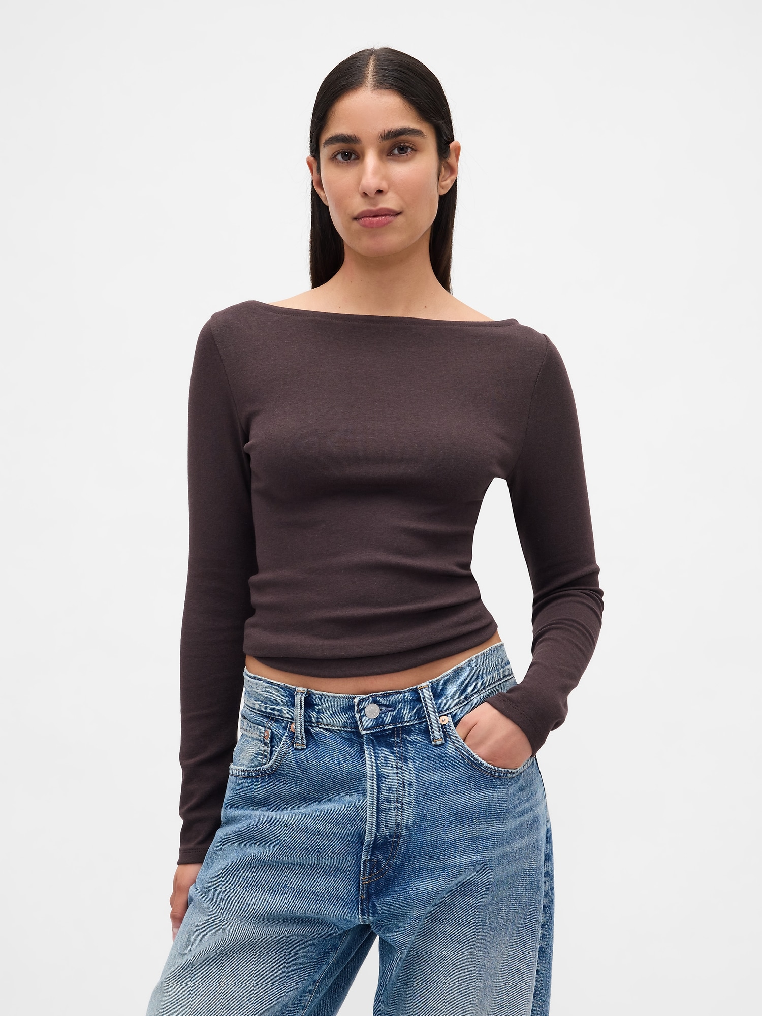 Modern Boatneck T-Shirt - Brown
