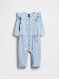 Baby Denim Heart Pocket One-Piece