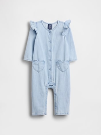 Baby Denim Heart Pocket One-Piece