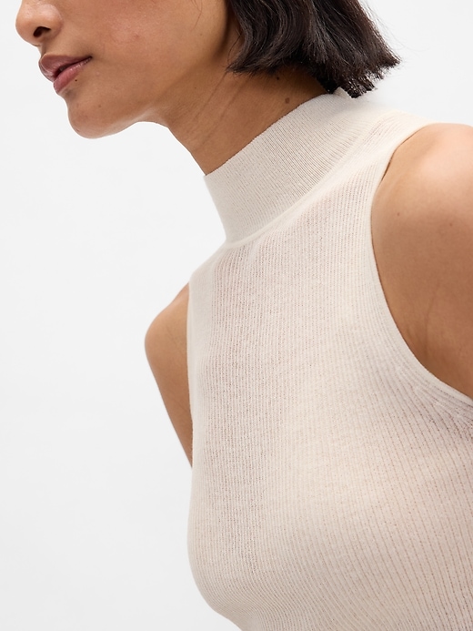 Image number 4 showing, Sheer Rib Mockneck Tank Top