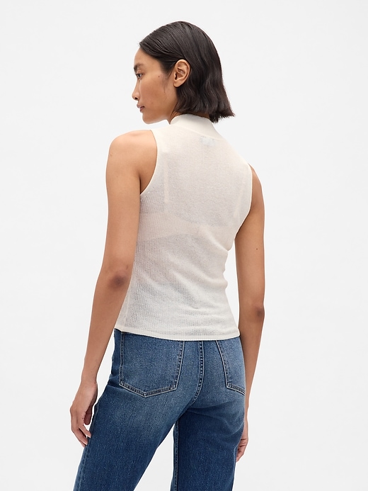 Image number 3 showing, Sheer Rib Mockneck Tank Top