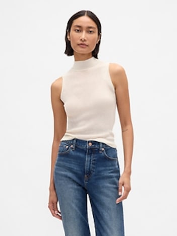 Sheer Rib Mockneck Tank Top