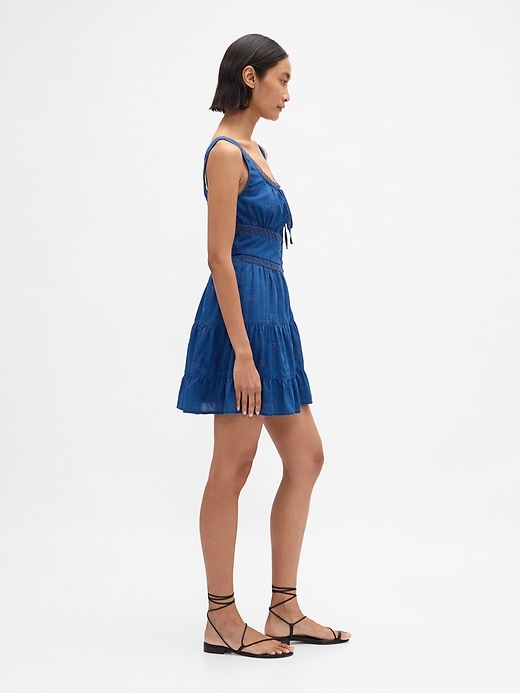 Image number 3 showing, Tiered Lace-Trim Mini Dress