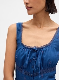 Lace-Trim Tiered Mini Dress