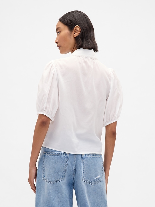 Image number 3 showing, Puff-Sleeve Collared Top