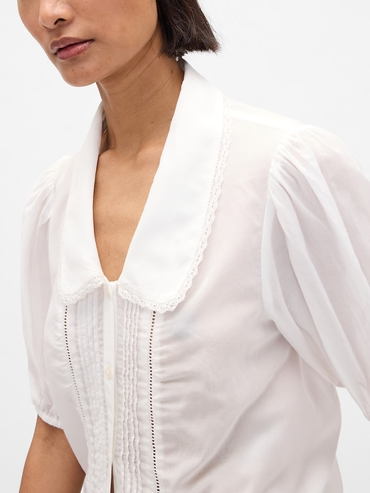 Image number 4 showing, Puff-Sleeve Collared Top