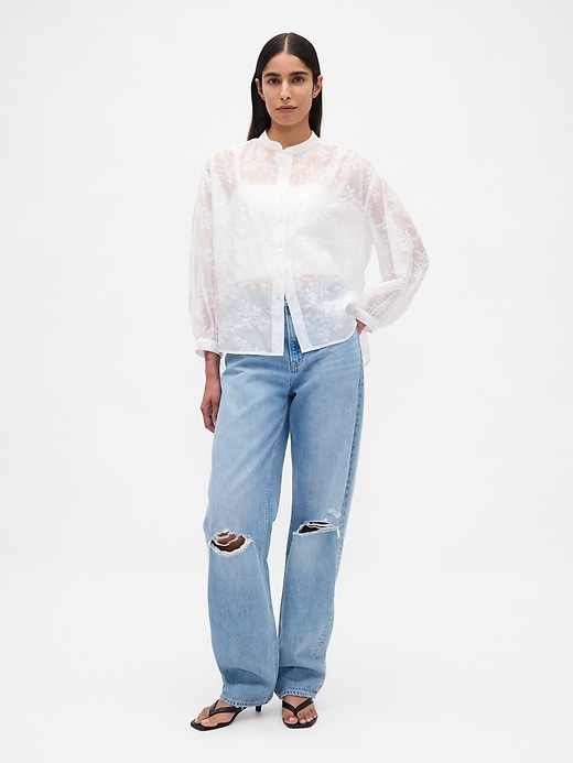 2 of 8 showing, with the color New off white of product Sheer Voile Floral Shirt