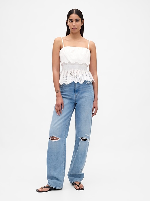 Image number 2 showing, Poplin Eyelet Ruffle Top
