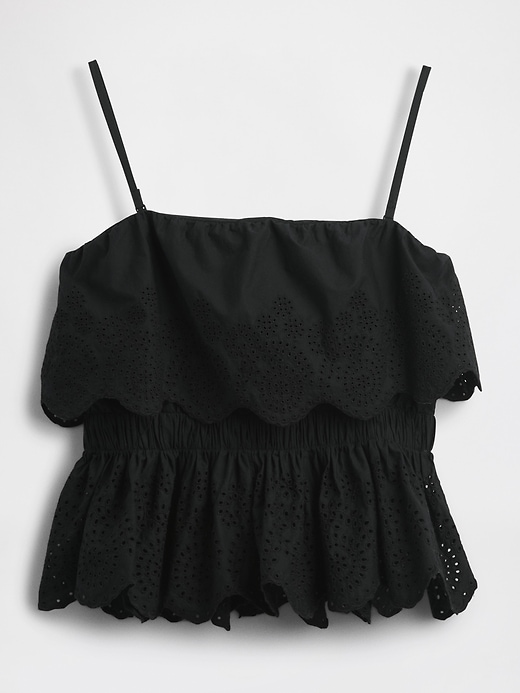 Image number 1 showing, Poplin Eyelet Ruffle Top
