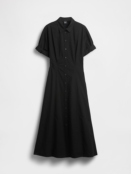 Image number 5 showing, Poplin Roll-Cuff Midi Shirtdress