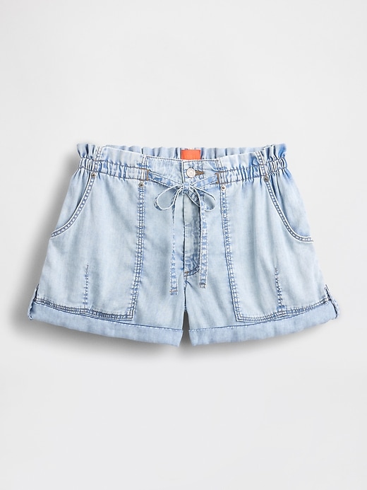 Image number 7 showing, GapStudio High Rise Draped Denim Easy Shorts