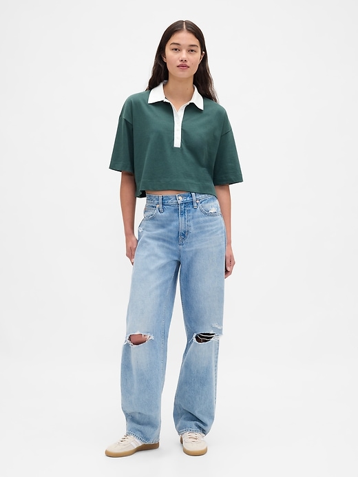 Image number 2 showing, Organic Cotton VintageSoft Heavyweight Crop Polo Shirt