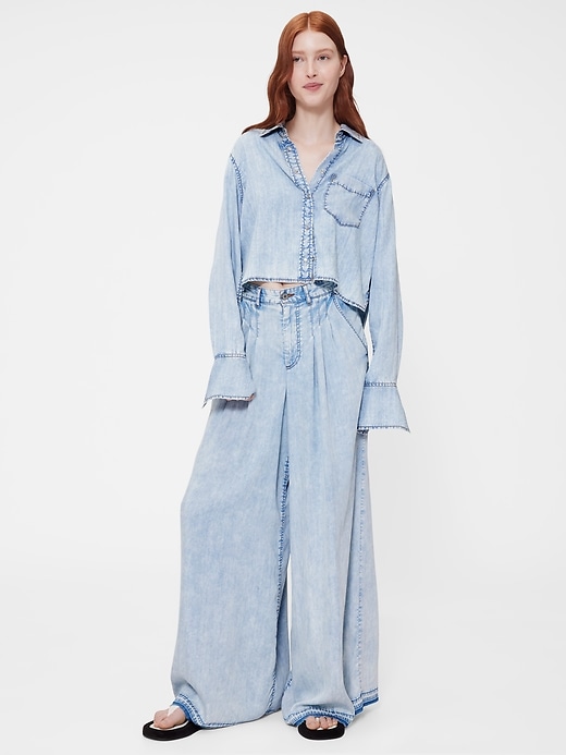 Image number 3 showing, GapStudio Draped Denim Crop Shirt
