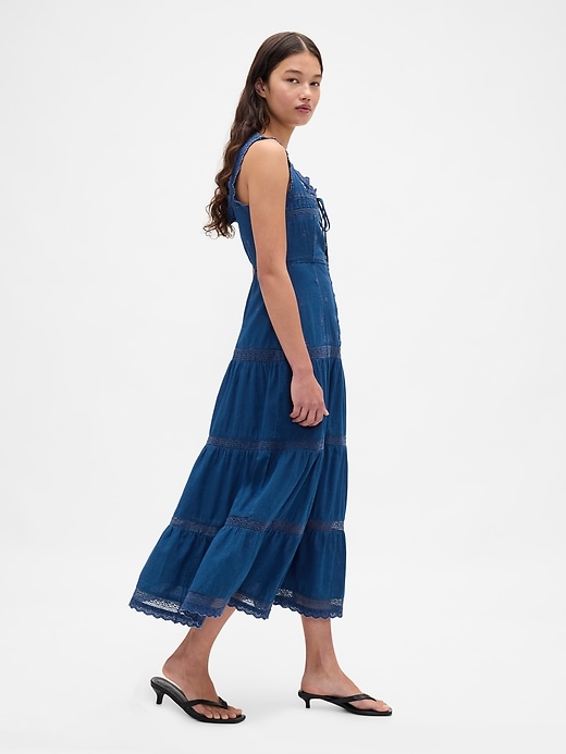 Image number 3 showing, Lace-Trim Tiered Maxi Dress