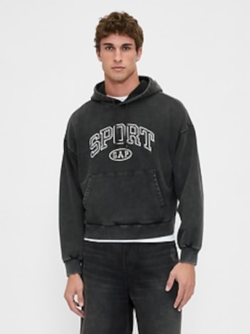 Heavyweight Oversized Crop Logo Hoodie