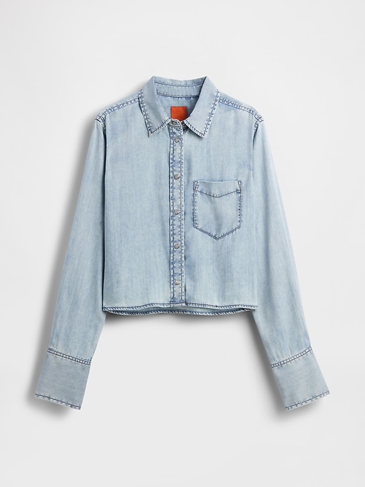 Image number 8 showing, GapStudio Draped Denim Crop Shirt