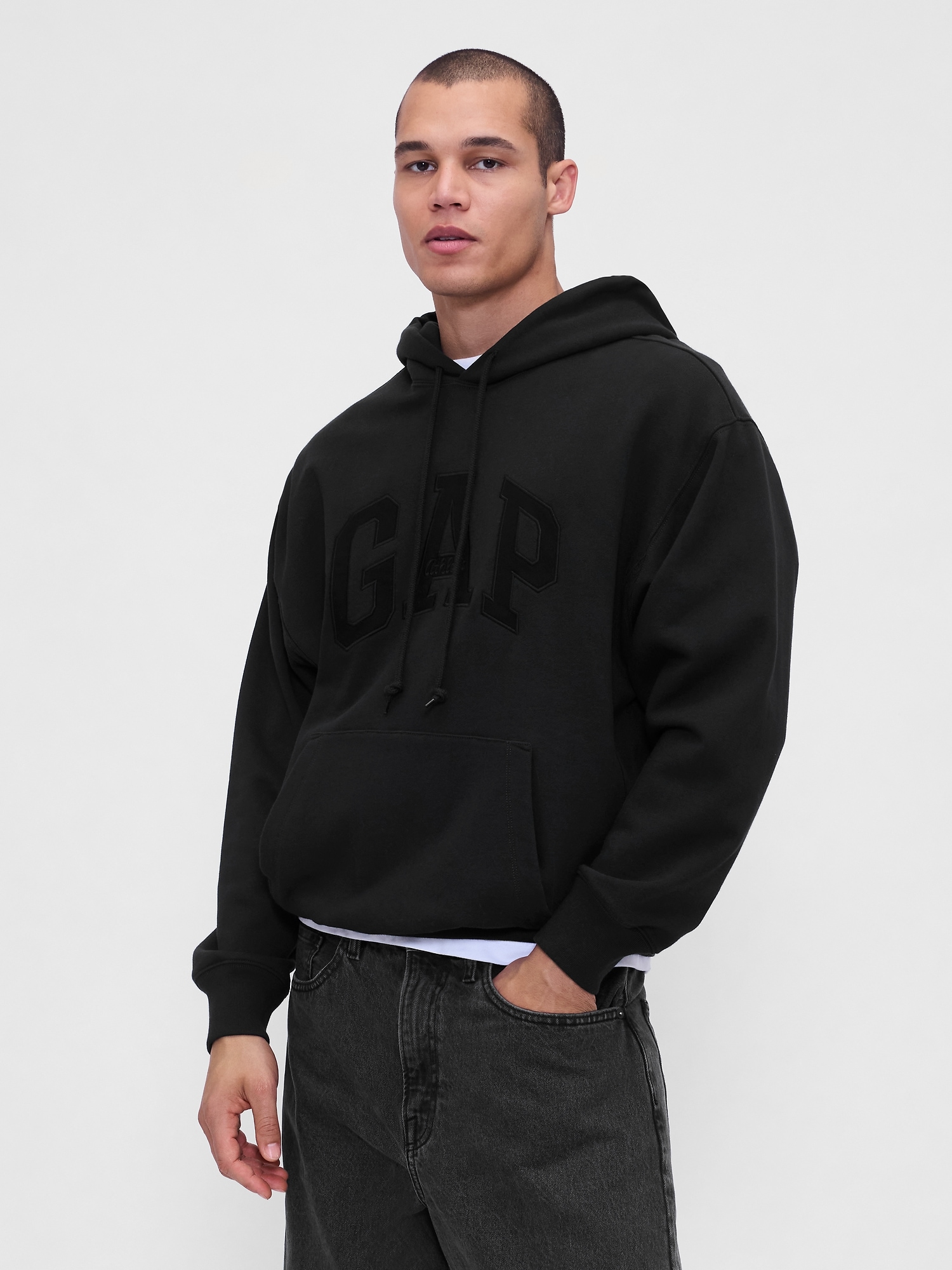 Heavyweight Oversized Logo Hoodie - Black