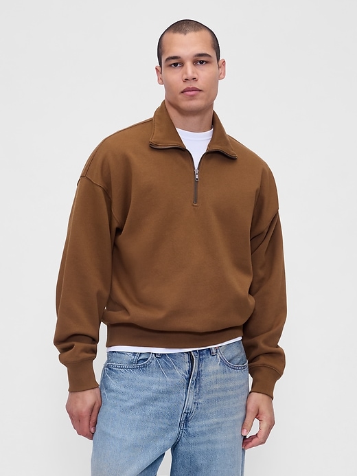 Image number 1 showing, Heavyweight Oversized Quarter-Zip Pullover