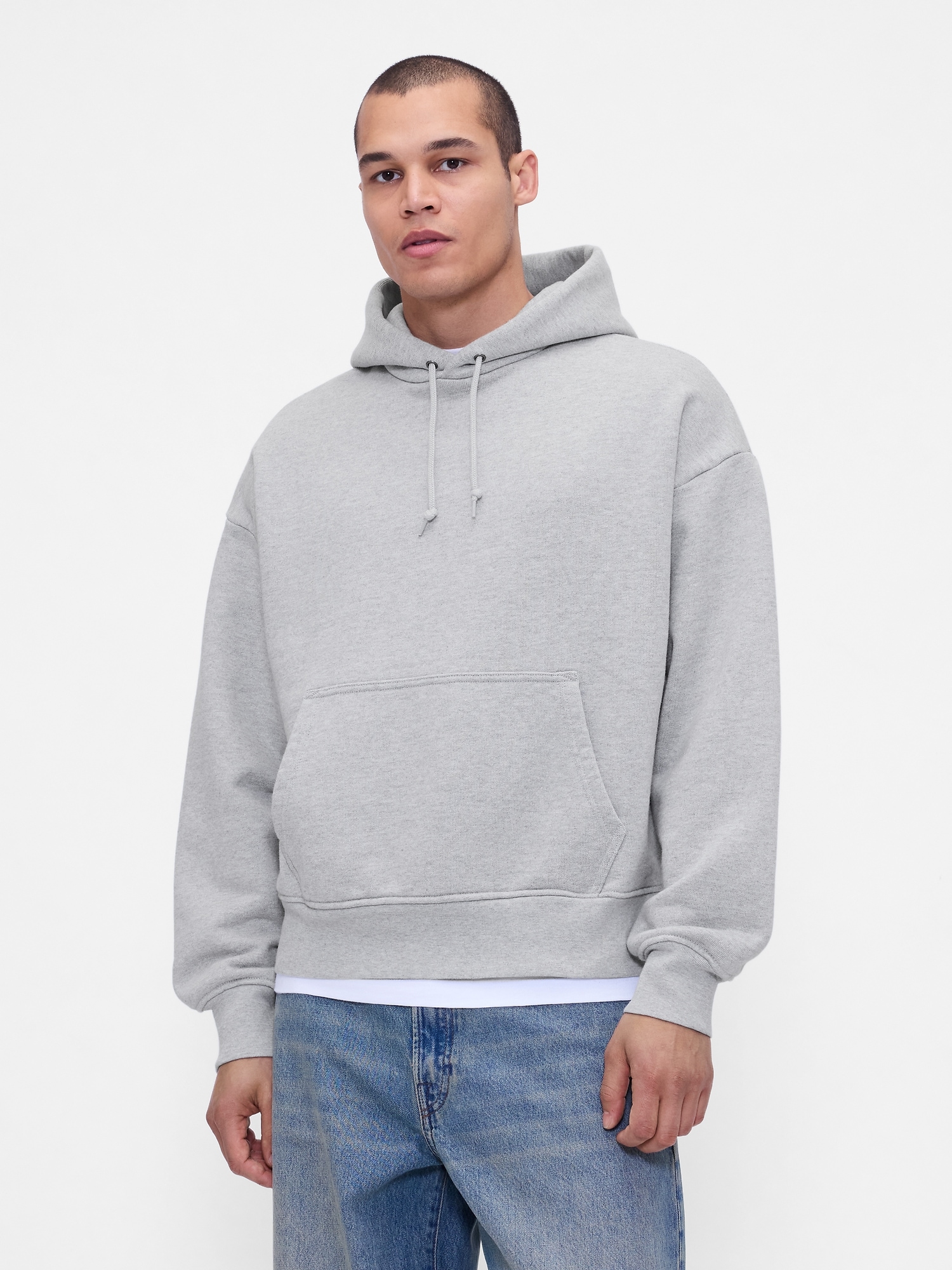 Gap Extra Heavyweight French Terry Hoodie In Gray
