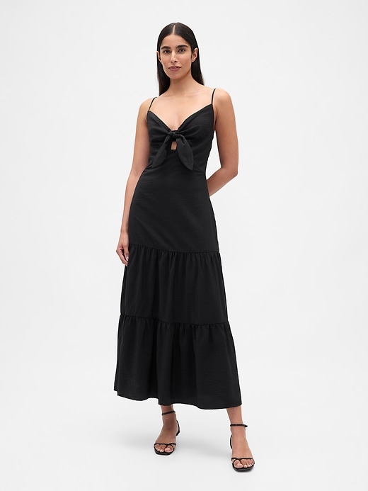 Image number 1 showing, Tie-Front Tiered Maxi Dress