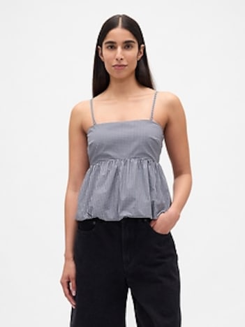 Poplin Bubble Crop Top