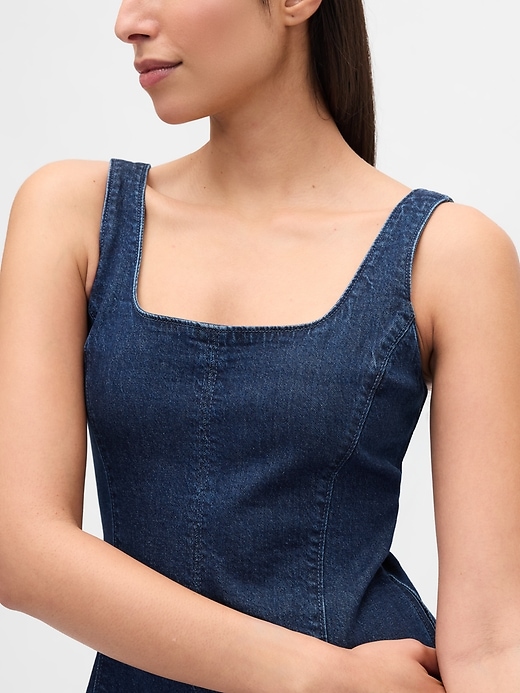 Image number 4 showing, Denim Square-Neck Maxi Dress