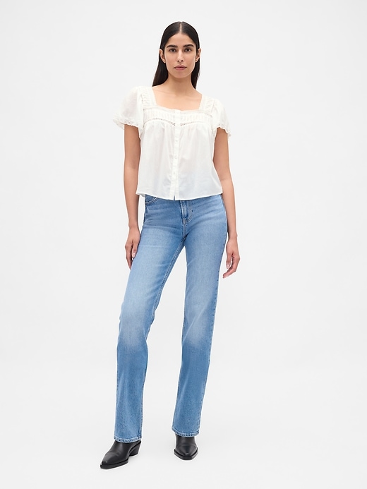 Lace-Trim Square-Neck Crop Top
