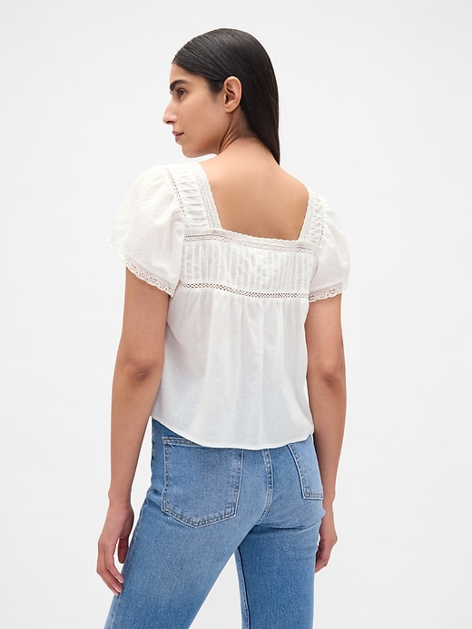 Lace-Trim Square-Neck Crop Top