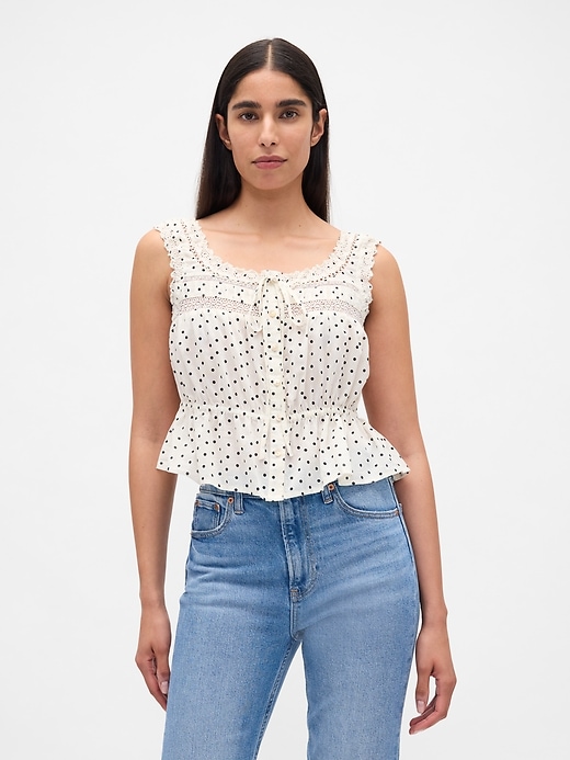 Lace-Trim Peplum Crop Top