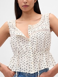 Lace-Trim Peplum Crop Top