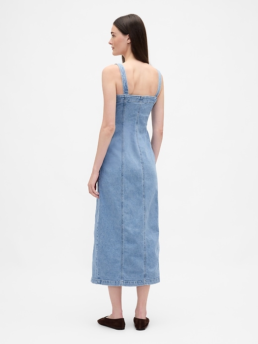 Image number 2 showing, Denim Seamed Button-Front Maxi Dress