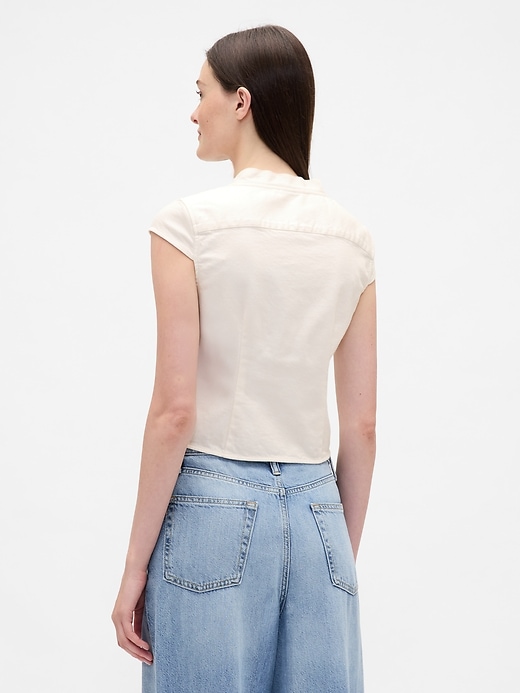 Image number 3 showing, Denim Tie-Front Crop Top