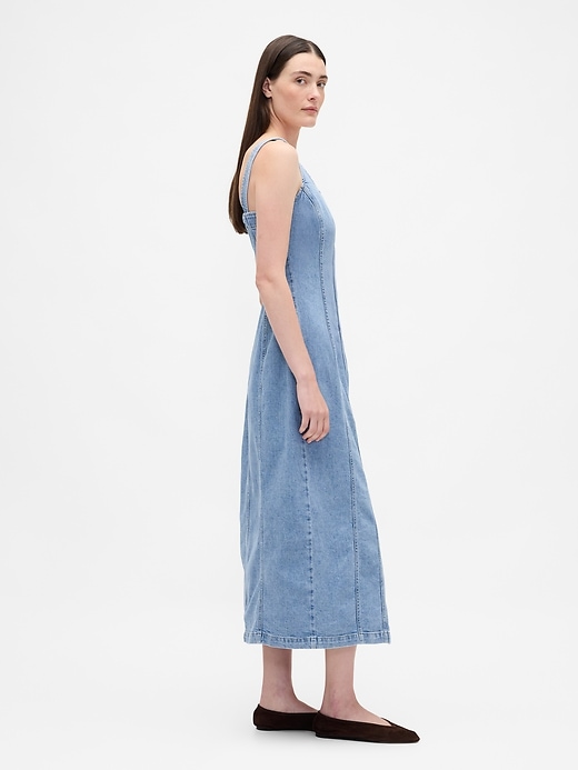 Image number 3 showing, Denim Seamed Button-Front Maxi Dress