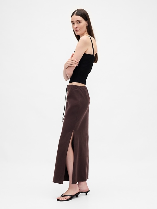 Image number 3 showing, Linen-Blend Midi Skirt