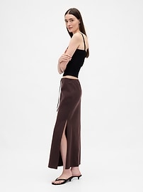 Linen-Blend Midi Skirt