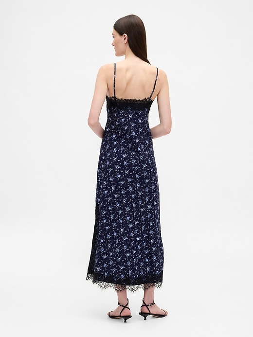 2 of 8 showing, with the color Blue print of product Lace-Trim Maxi Slip Dress
