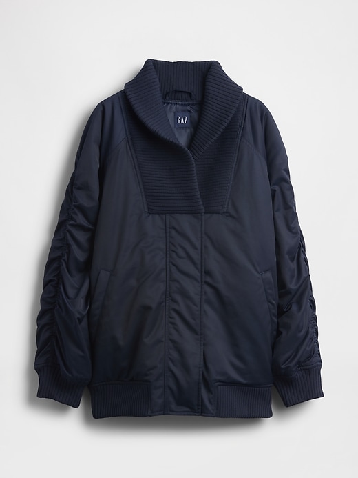 Image number 5 showing, Oversized Knit-Trim Bomber Jacket