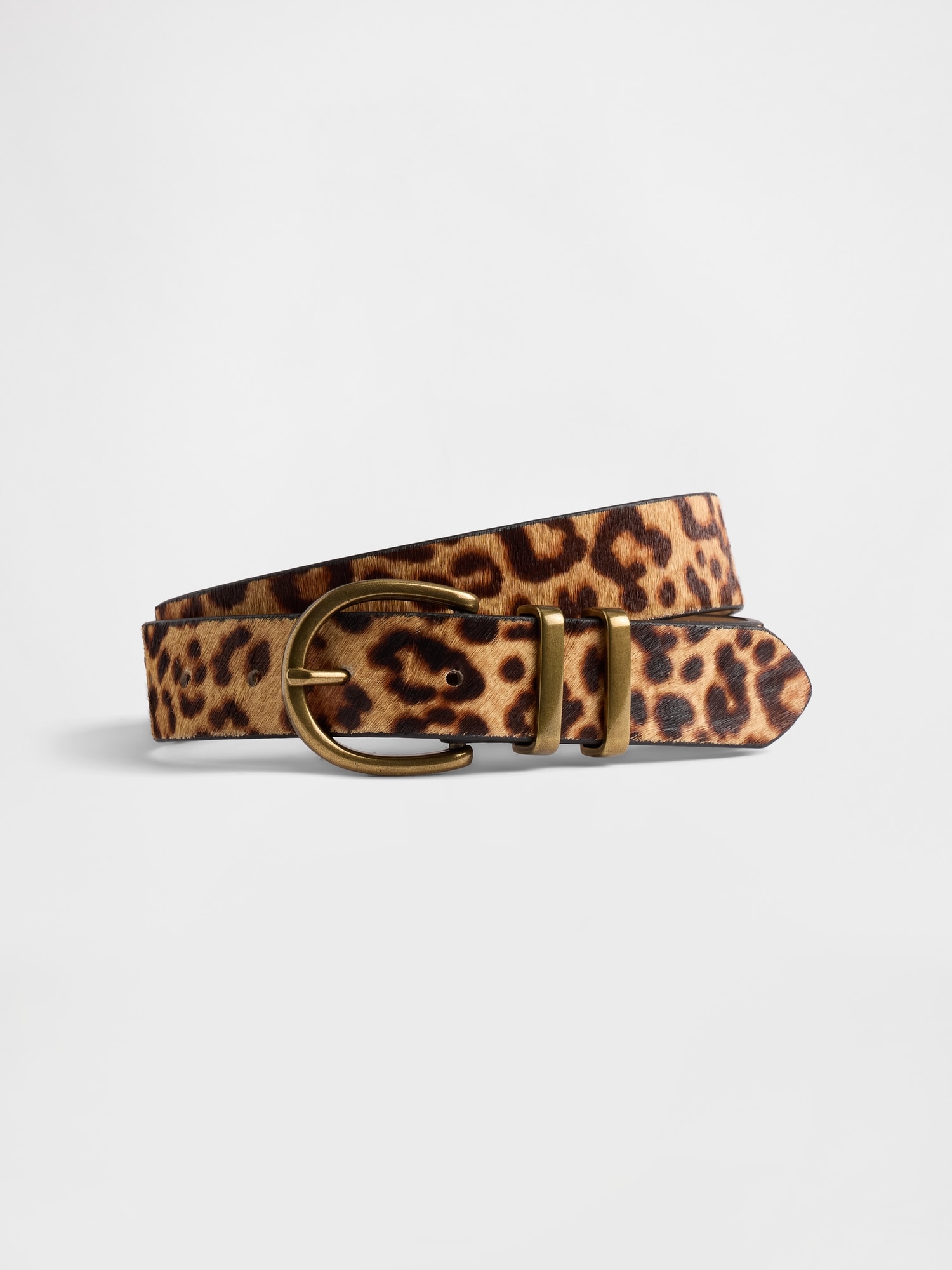Leopard Calf Hair Belt - Leopard Brown