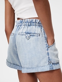 GapStudio High Rise Draped Denim Easy Shorts
