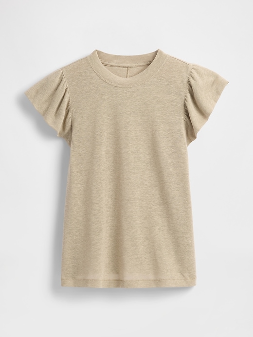 Image number 2 showing, Linen-Blend Flutter-Sleeve T-Shirt