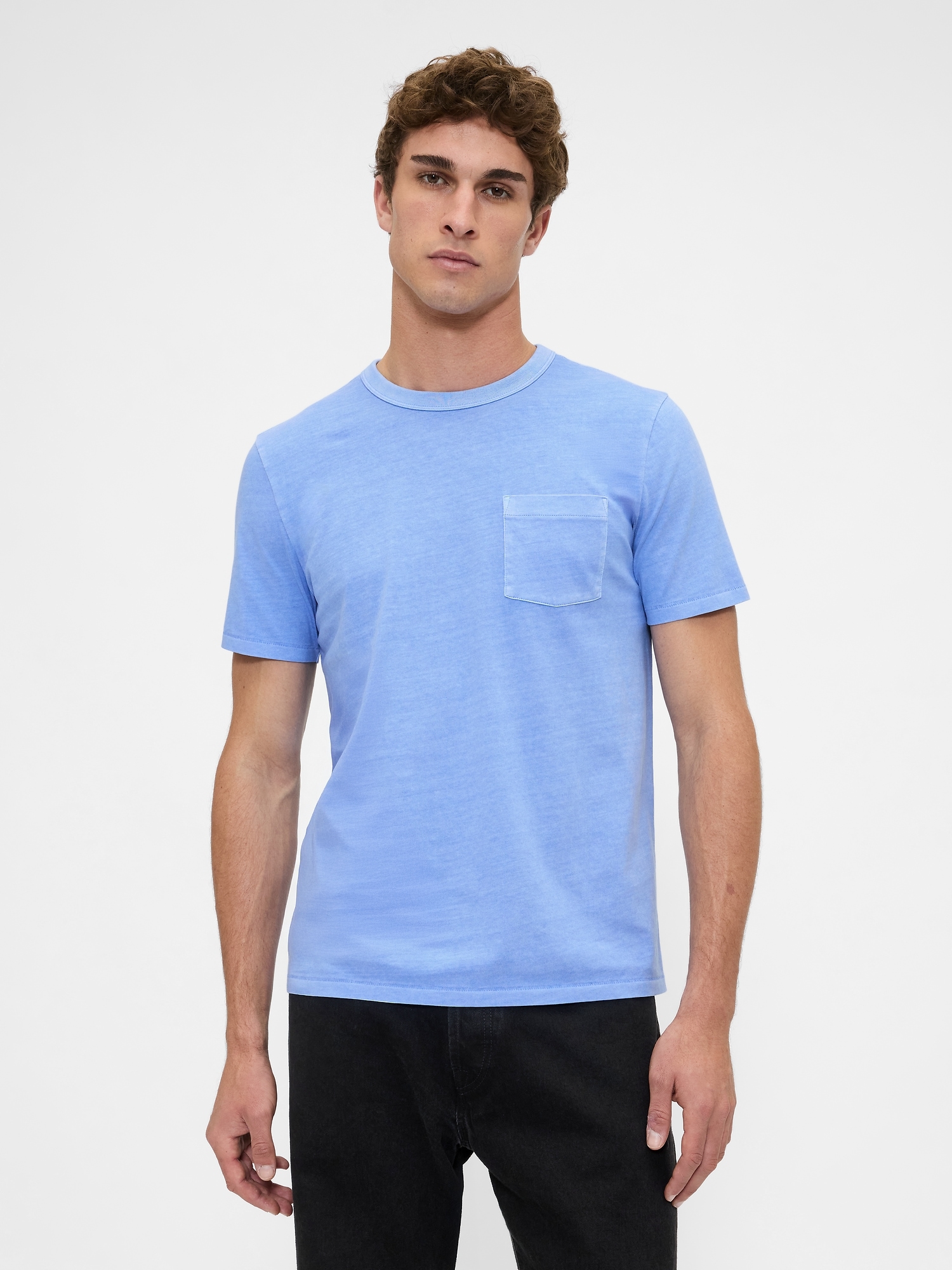 Organic Cotton Pocket T-Shirt - Light Blue