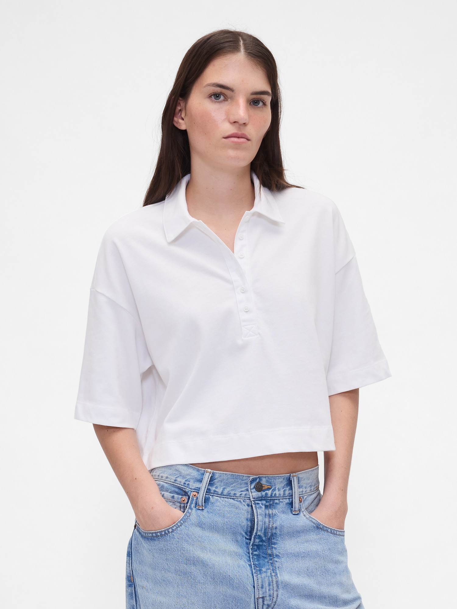 Organic Cotton VintageSoft Heavyweight Crop Polo Shirt