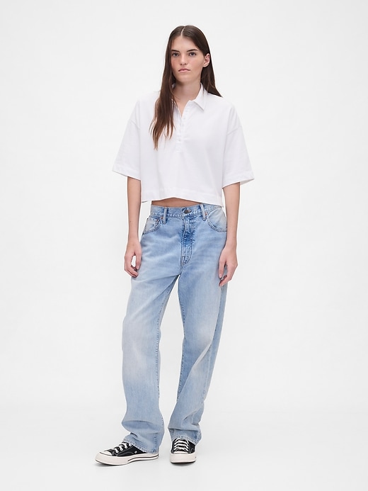 Image number 2 showing, Organic Cotton VintageSoft Heavyweight Crop Polo Shirt