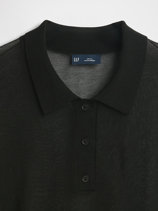 Image number 4 showing, Sheer Crop Polo Sweater