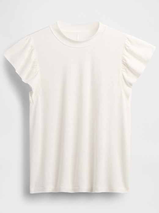 Image number 1 showing, Linen-Blend Flutter-Sleeve T-Shirt