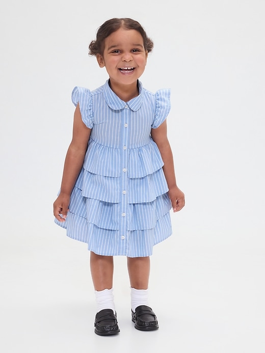 Image number 1 showing, Baby & Toddler Poplin Tiered Shirtdress