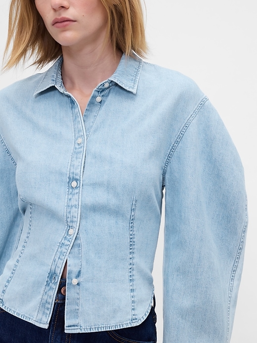 Image number 4 showing, Denim Balloon-Sleeve Shirt