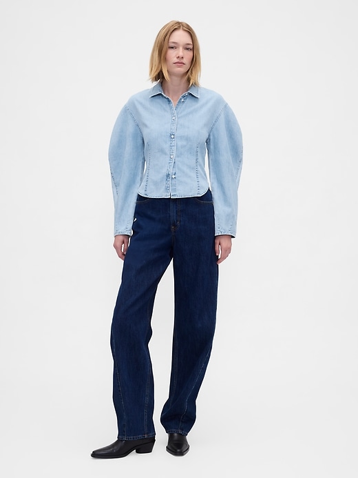 Image number 2 showing, Denim Balloon-Sleeve Shirt